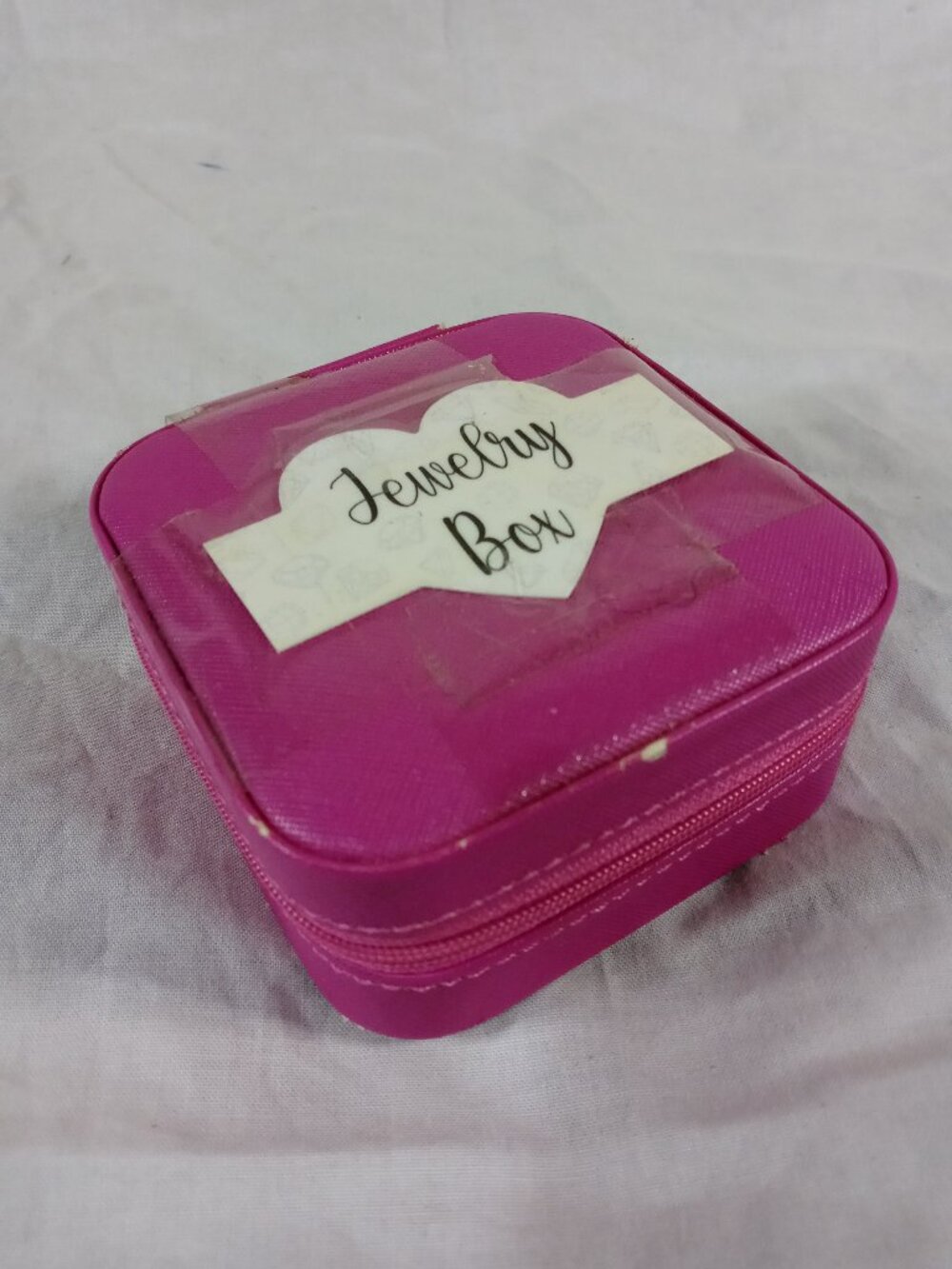 Pink Cute Women Mini Zip Up Jewelry Box Organizer Travel Case in Good Cond